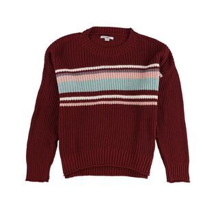 American Eagle Womens Chest Stripe Pullover Sweater, Red, M, DM